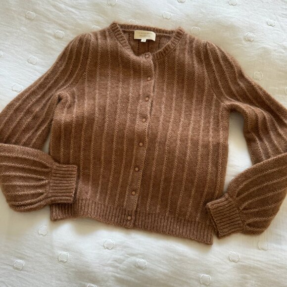 sezane brown wool and mohair blended cardigan - Picture 2 of 3